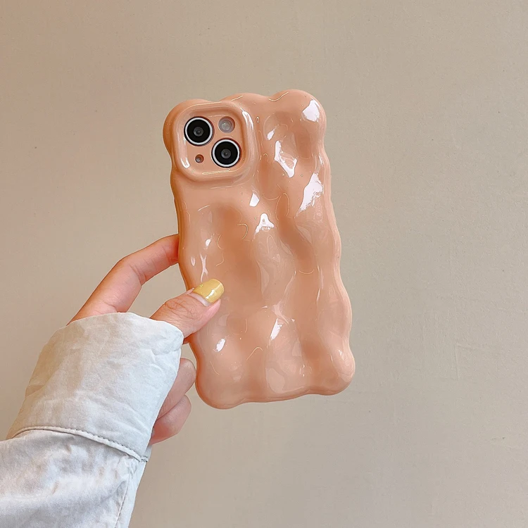 thumbnail image 1 of 3D Wave Pattern Phone Case For iphone 15 14 13 12 11 Pro Max INS Candy Color Fashion Soft Silicone Shockproof Back Cover Cases, 1 of 5