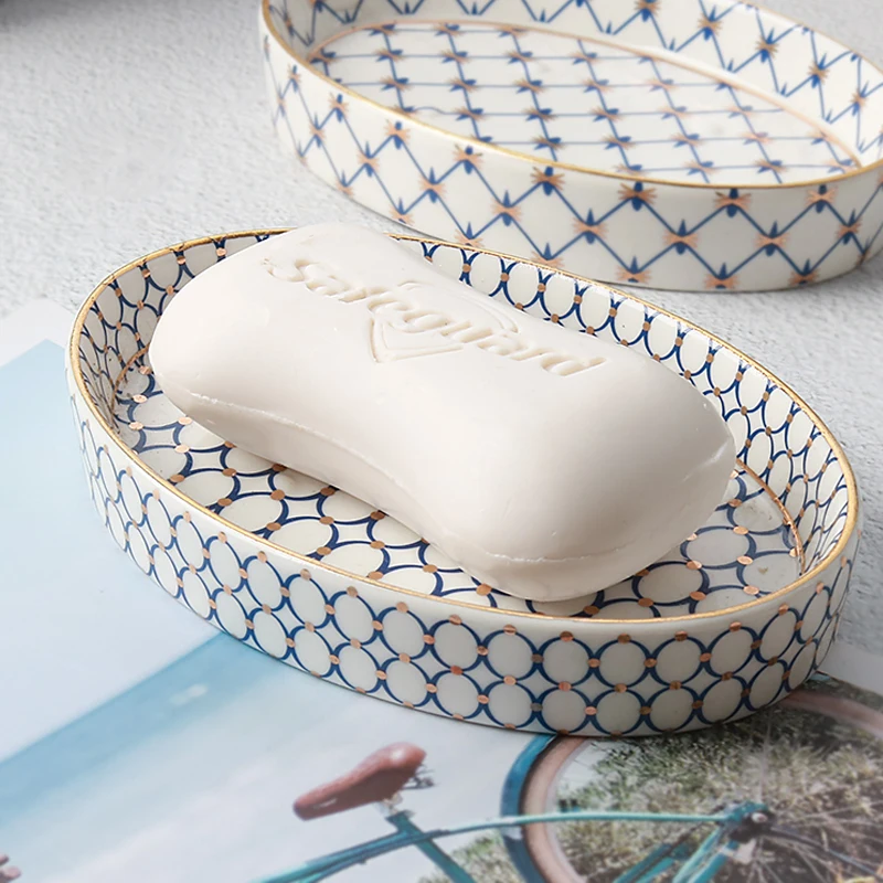 

Высококачественная Роскошная керамическая мыльница в европейском стиле ins простая ванная Скандинавская мыльница портативная белая мыльница