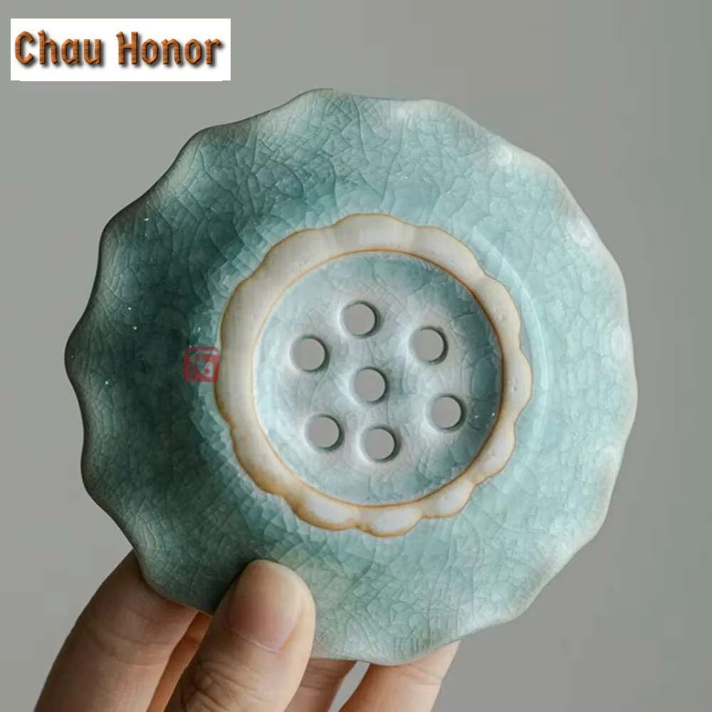 Handmade Ru Kiln Opening Ice Flower Glaze Tea Separator Infusor Aesthetic Tea Strainer Tea Making Tea Filter Tea Ceremony Gift