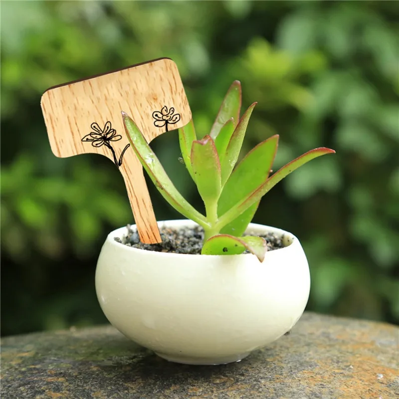 

T-Type Bamboo Plant Labels Eco-Friendly Wooden Plant Sign Tags Garden Markers for Bonsai Seed Potted Herbs Flowers Tool