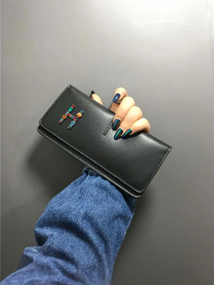 

Customized Personalized Customer Name Card & ID Holders: Women's PU Coin Clip Multi-Card Niche Design Metal Letter Decor