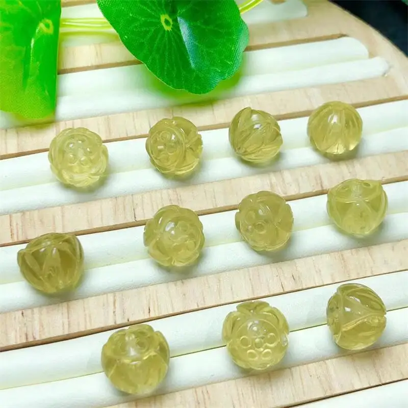 

10pcs Natural Citrine Lotus Pink Crystal Mini Carved Chakra Fashion Healing Reiki Jewelry Making DIY Gift 12mm