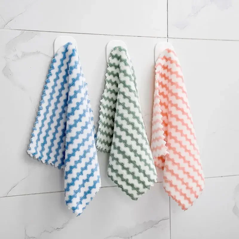 5-20PCS Coral Fleece Dishcloths Thickened Kitchen Cleaning Towel Absorbent Non-stick Oil Microfiber Rag Pan Pot Dish Wipe Cloth