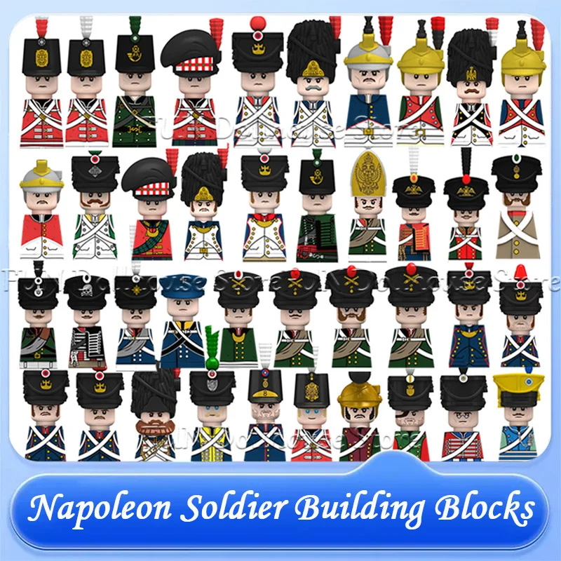 Mittelalterliche Militär-Figuren aus den Napoleonischen Kriegen, Bausteine für Britische, Französische und Preußische Infanterie, Ritter, Generäle, Waffen, Spielzeug