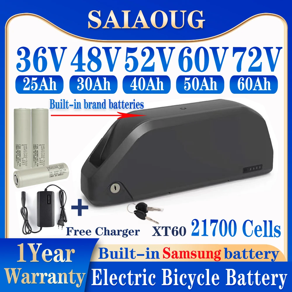 

36/48/52/60/72V Original Brand Cells 50AH 60Ah Battery Batterij 300-3000W Conversion Kit Ebike Batterij Polly DP-7 21700 Battery