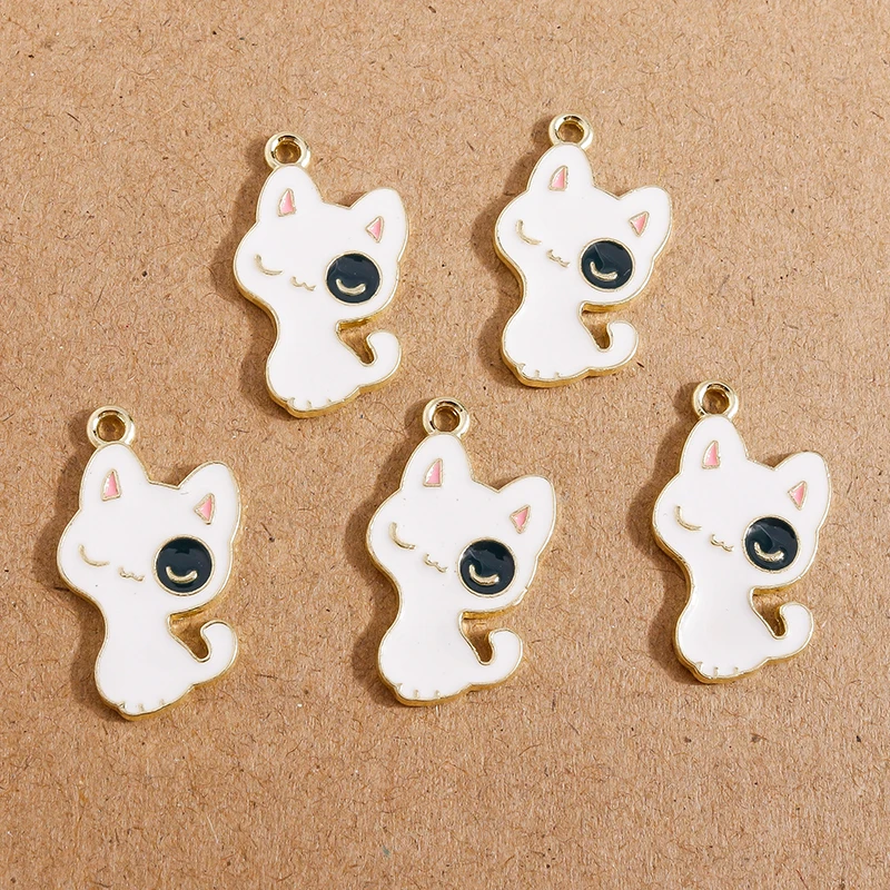 10 stücke Emaille Cartoon Tier Katze Charms Anhänger für Schmuck Herstellung Halskette Ohrringe DIY Armband Zubehör liefert