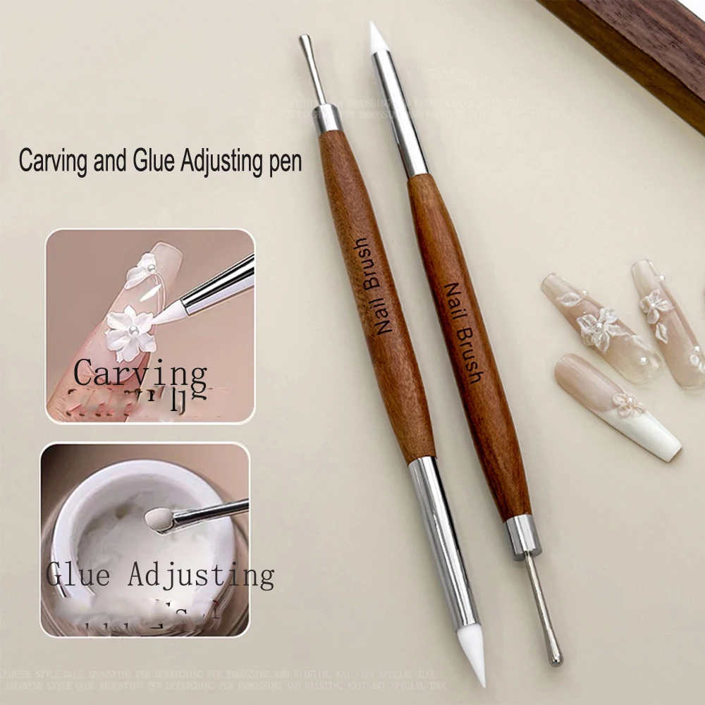 1Pc Double-ended Silicone Nail Art Carved Pen 16x1cm Multi-Function Mix Gel Nail Builder Pen DIY Painting/Sculpture Nail Brush