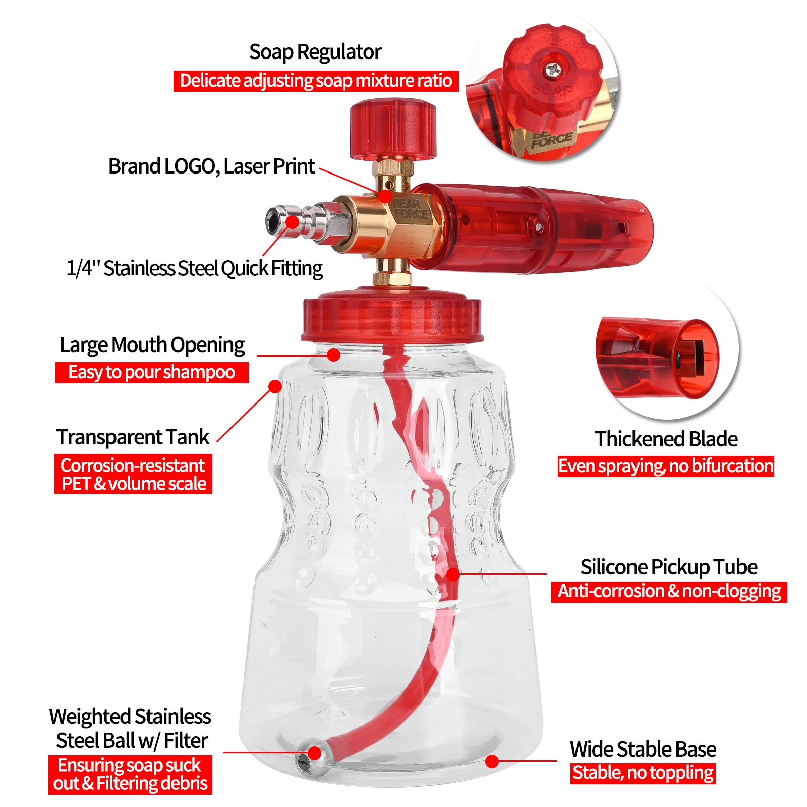 Pressure Washer Brass Snow Foam Lance Foam Nozzle Car Wash Foam Maker for Karcher Elitech Bort AR Bosch Pressure Washer 2