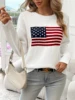 American Flag Crew Neck Long Sleeve Pullover Women's Sweater 3