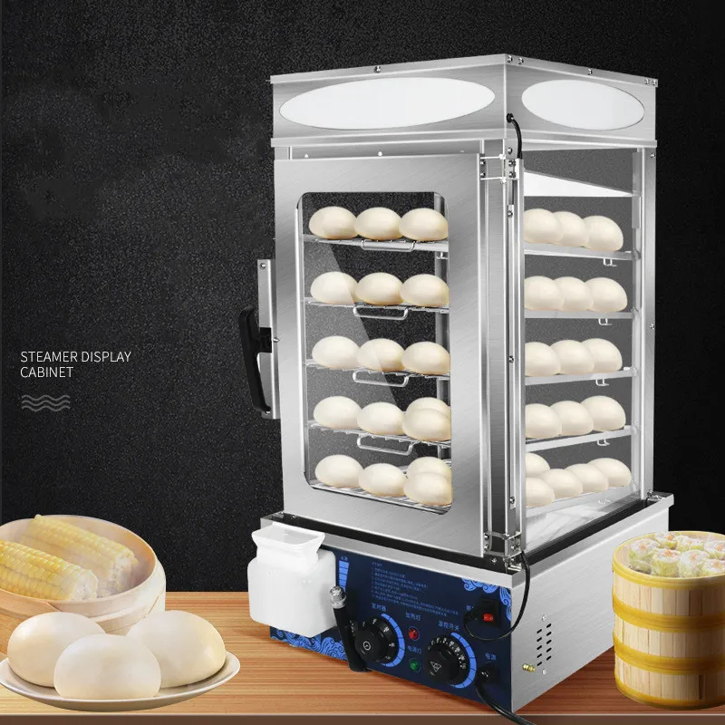Glass Food/bun Steamer Machine Transparent 5 Layers Stainless Steel Steam Food 220v Commercial Use Industrial Rice Cooking Bun