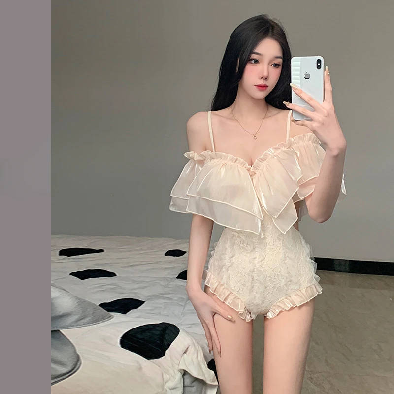 High End Sexy Women's One-piece Swimsuit with Suspender To Cover The Belly and Show Slimming Effect Vacation Hot Spring Swimsuit