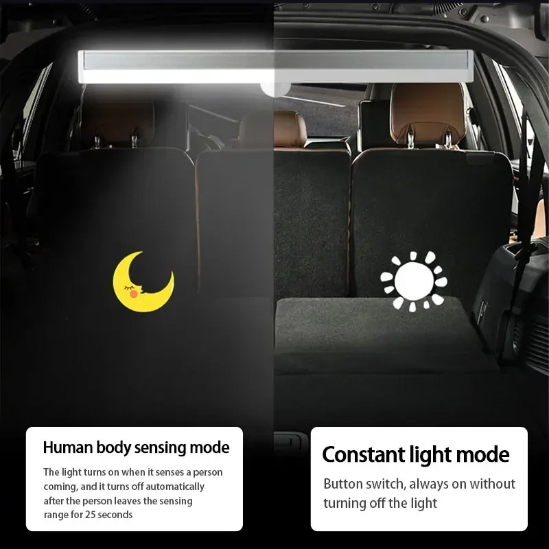 Rechargeable LED Car Lights Wireless Magnetic Mount Auto Motion Induction Ambient Lighting for Auto Hood USB Portable