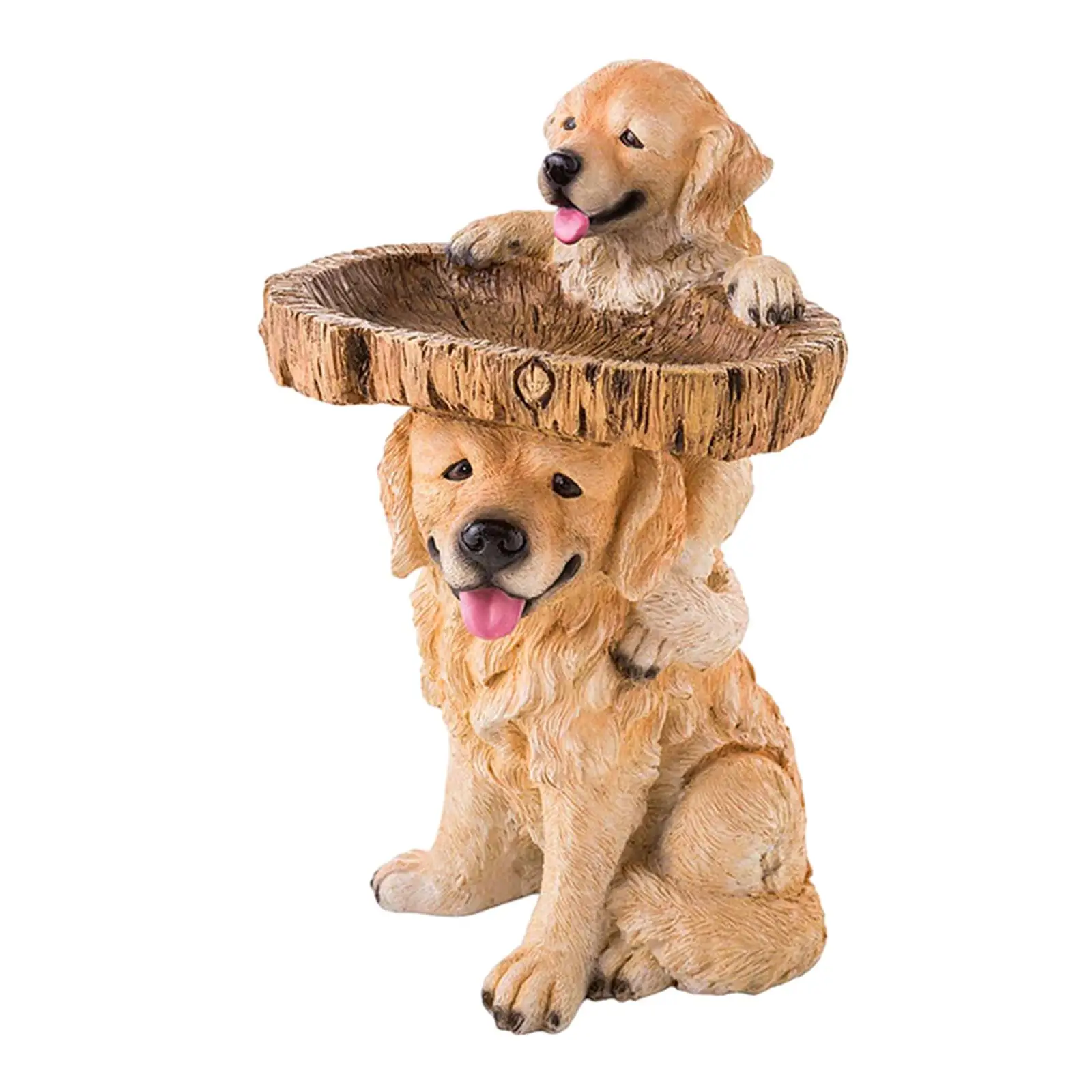 Dog Statue Figurine Feeding Station Resin Feeder Garden Bird Bath Bowl for Park Housewarming Backyard Porch Attracting Birds
