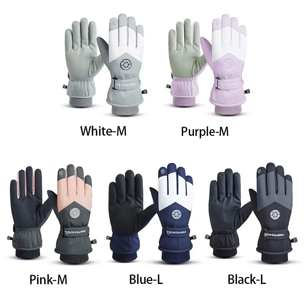 WRELS Winter Unisex Snowboard Ski Gloves PU Leather Non-slip Touch Screen Waterproof Motorcycle Cycling Fleece Warm Snow Gloves 4
