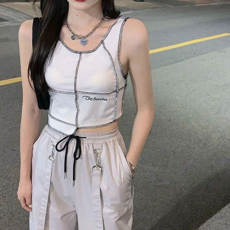 

New Small Suspenders Sleeveless Vest Women A Self-cultivation Personality Tank Top Women Y2k
