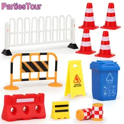 20pcs Mini PlasticTraffic Cones Sport Training Roadblock Mini Traffic Signs Roadblock Toy for Kids Construction Car Theme Party