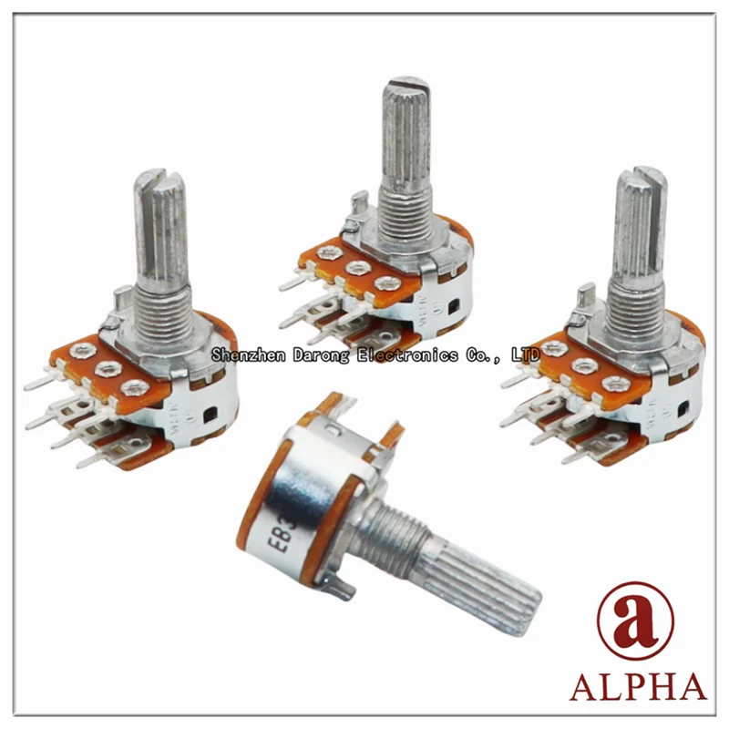 ALPHA RV16A10F Dual Channel Sound Amplifier Volume Potentiometer Plum-length Handle 20MM Six-pin B50K B100K B1K