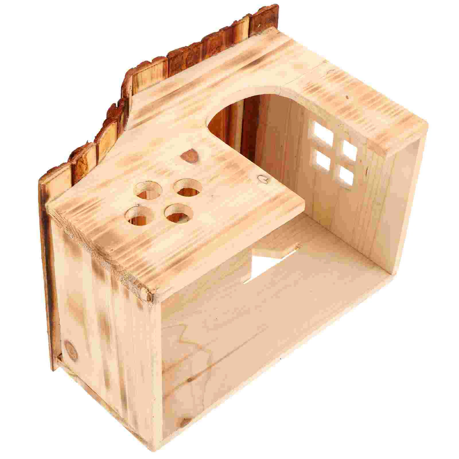 

Hamster Cabin Hide House Small Animal Hideout Wood Hiding Platforms Guinea Pig Mouse Habitat Hut Cabins Hideouts Wooden Playset