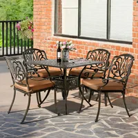 5-Piece Outdoor Patio Dining Set, All-Weather Cast Aluminum Patio Conversation Set for Backyard Garden Deck with 4 Chai 1