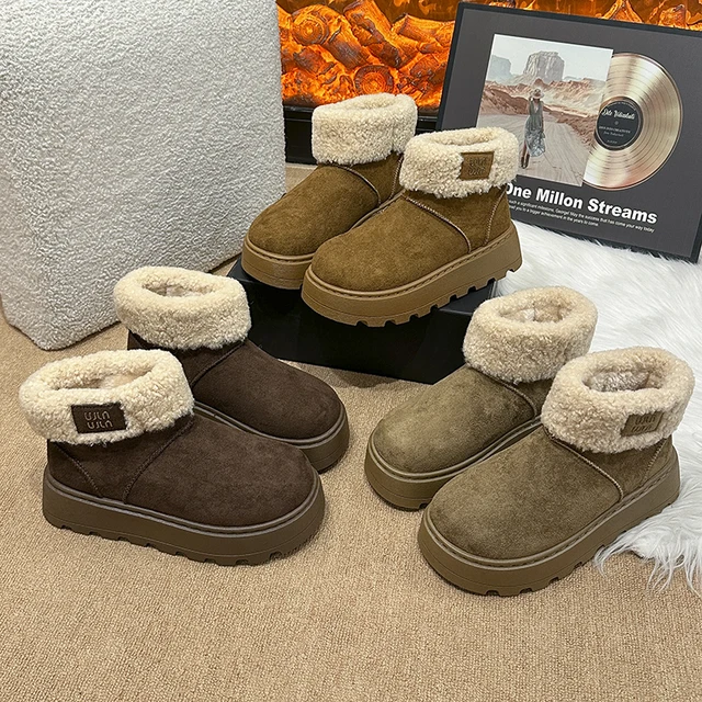 Women's Elegant Fleece-Lined Warm Winter Shoes - Comfortable Round Toe Design, Soft Fabric Upper & Non-Slip Pvc Sole, Suitable for Indoor and Outdoor Use, Cute and Comfortable Women's Shoes, Warm Lining, a Must-Have for Cold Weather