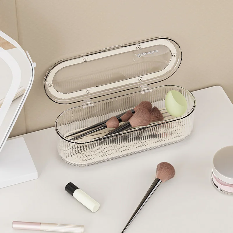 Creative Makeup Storage Box Dustproof and High-end Dressing Table Organizer Box for Home Cotton Make-up Brush 3