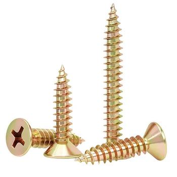 Zinc Cross Fiberboard Screws M3 M3.5 M4 M5 M6 Countersunk Phillips Flat Head Drywall Self Tapping Chipboard Screw Wood Screws