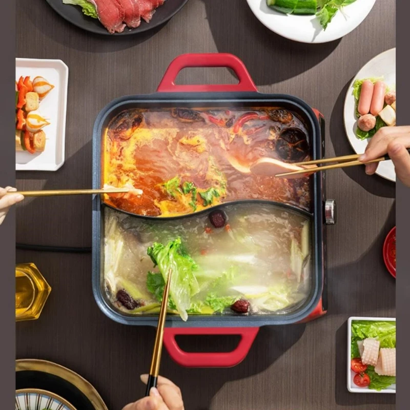 SUPOR 220V Split Double Flavour Electric Hotpot 5L/6L Household Multifunctional Electric Cooker 1800W Electric Cooker 3