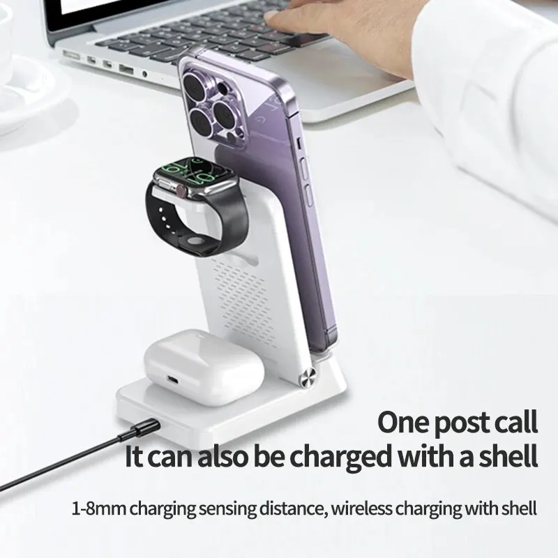 Wireless charger 15W 4 in 1 wireless charger stand for iPhone 15 14 13 12 X Samsung Galaxy S22 S21 Apple Watch Airpods fast charging dock station