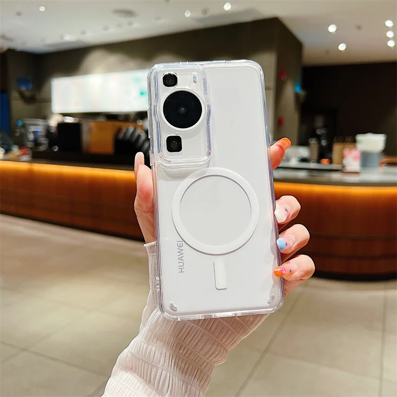 Luxury Transparent Acrylic Shockproof Magnetic Charging Case