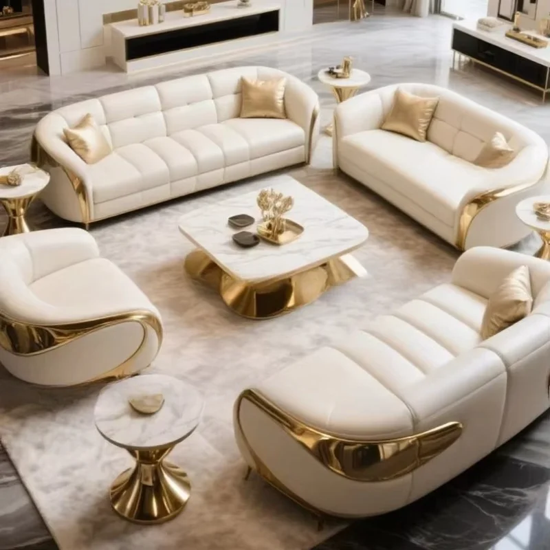 Modern White Leather Sofa 1