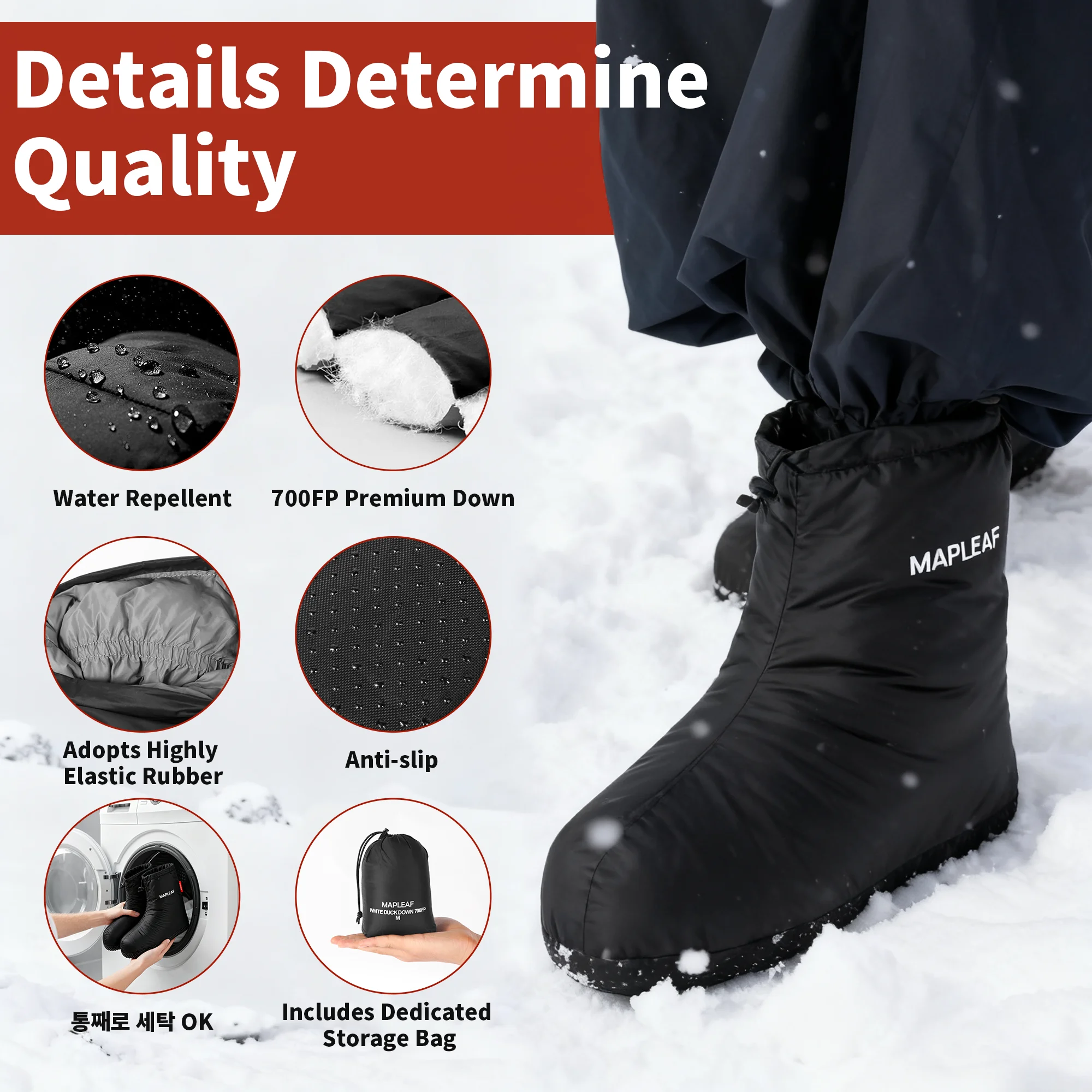 Down Booties Winter Warm Socks Hiking Foot Cover Shoes Tent Camping Sleeping Slippers Foot Warmers MAPLEAF