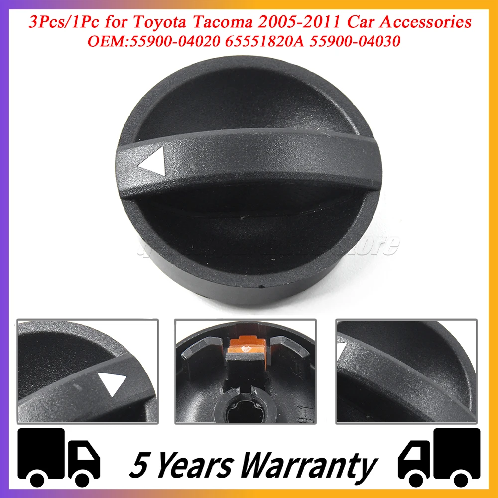 

3Pcs/1Pc Climate Control Knob Switch 55900-04020 65551820A 55900-04030 Fit for Toyota Tacoma 2005-2011 Car Accessories