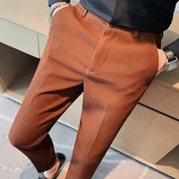 Men's Casual Trousers Spring Autumn Business Formal Suit Pants Slimming Waist Elastic Western Style Smooth Silhouette