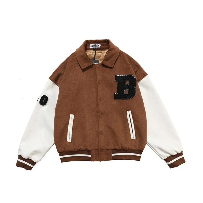 Varsity Jacket Mens Furry Letters Embroidery Color Block College Jackets Womens Hip Hop Harajuku Baseball Coats Unisex Korean