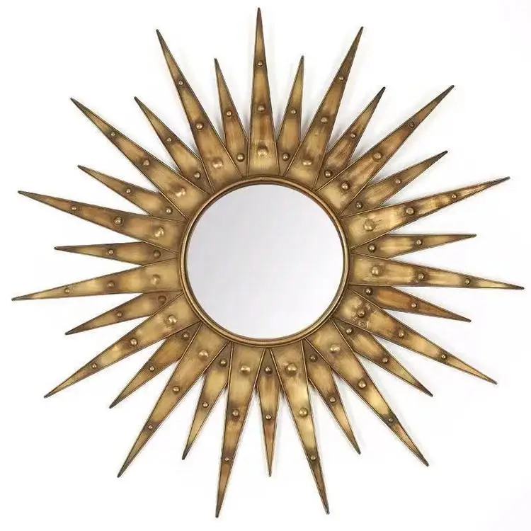 

Retro Gold Mirrors Wall Decor Nordic Wrought Iron Decoracion Para Paredes Unique Living Room Wall Decoration