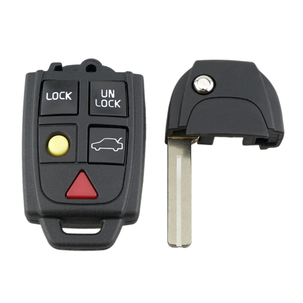 5 Buttons Flip Folding Key Fob Case Protector Car Key Fob Case Cover Replacement for Volvo S60 S80 V70 XC70 XC90