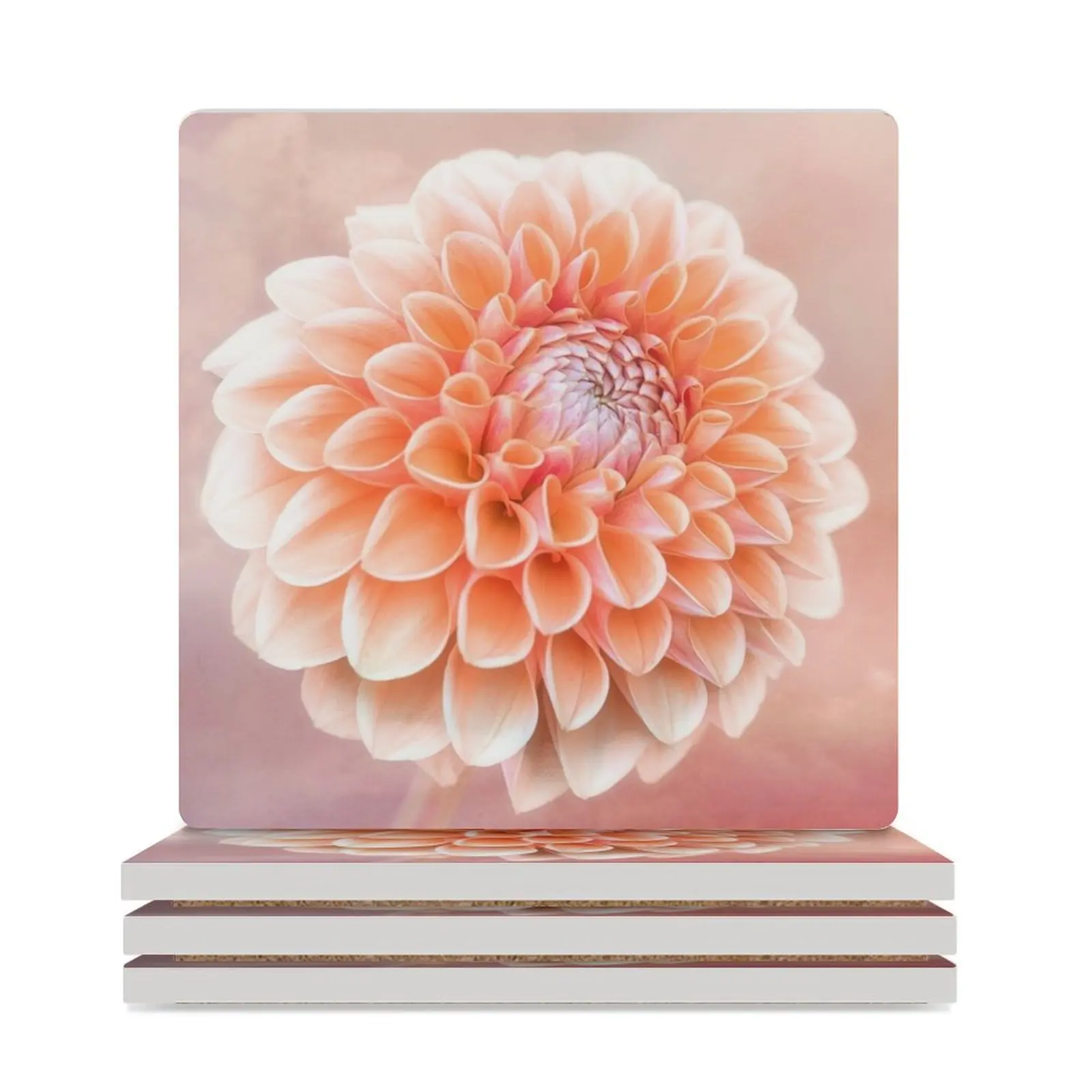 

Glorious Salmon Dahlia Ceramic Coasters (Square) slate white tile Coasters