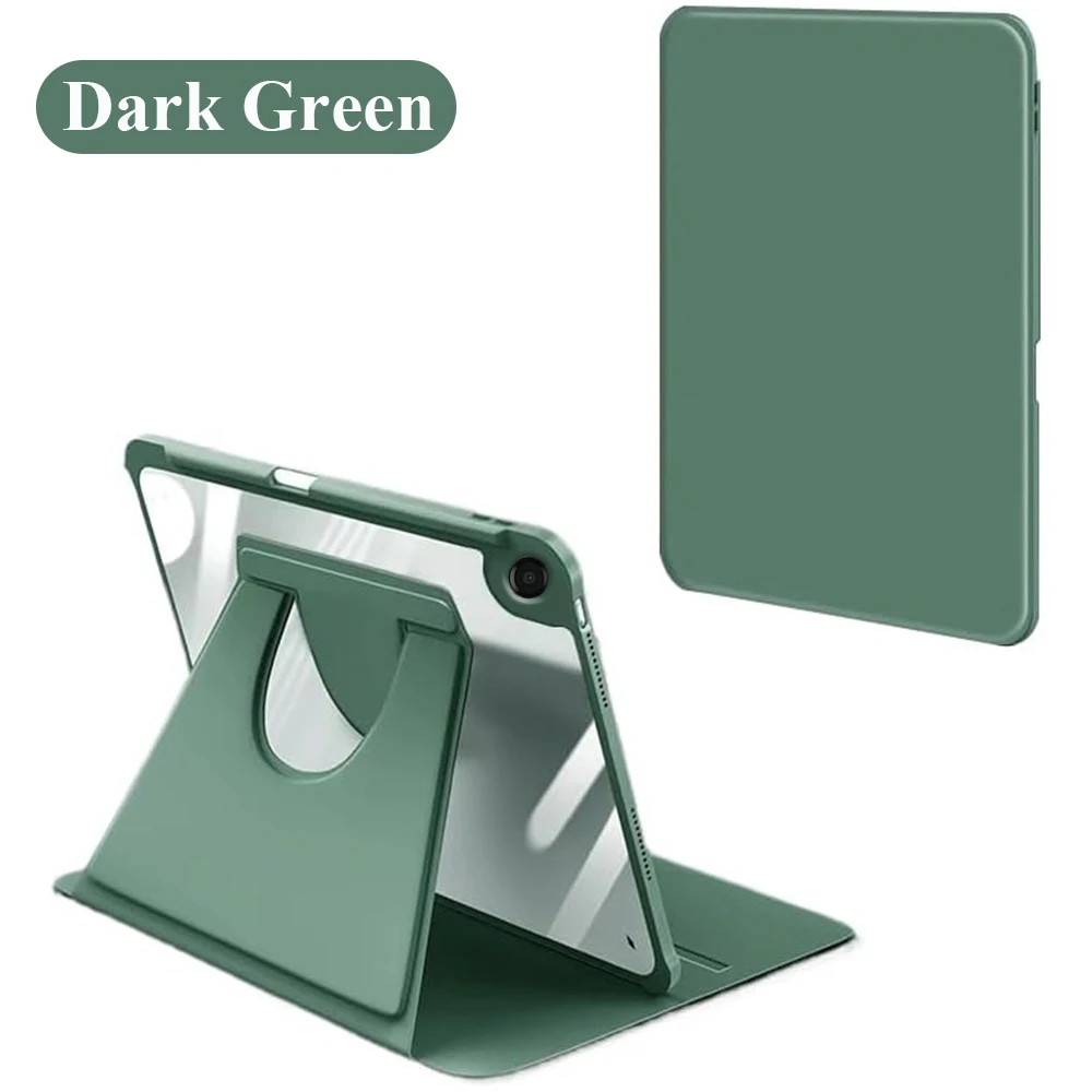 360 Degree Rotating Swivel Stand Protective Tablet Case with Clear Back Cover