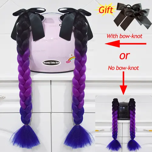 2pcs Quality Braids For Motorcycle Helmet Ponytail Sucker Braids Wig For Woman Helmet Decor Ears Twist Accessories 164 Colors - Image 17