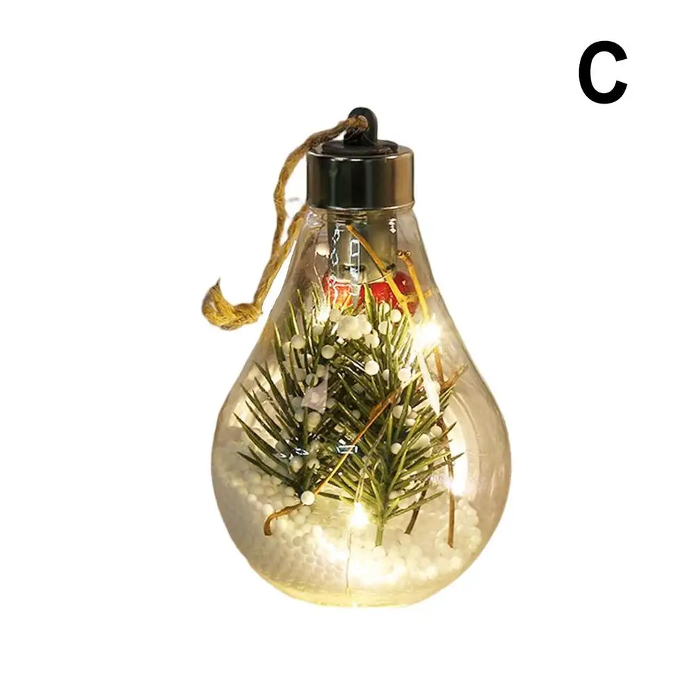 Bola LED navideña, adorno colgante para árbol de Navidad, decoración, bombilla colgante, transparente, para fiestas navideñas, regalos para celebrar