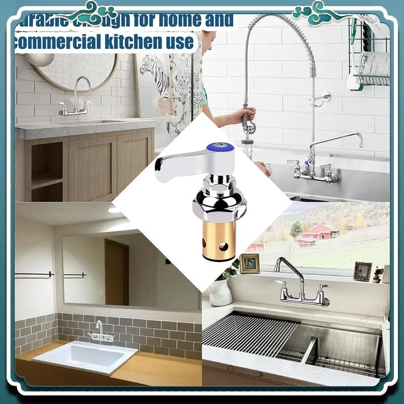Premium Handle Stem Assembly Fits For Brass Faucets Replace 002713-40 002714-40, Blue Cold Side Spindle Assembly