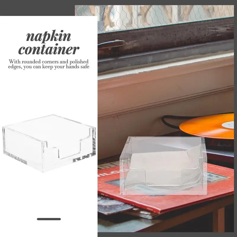 Small Napkin Holder Acrylic Paper Towel Dispenser Box Tissue Guest Case Tissue Box Napkin Holder for Kitchen Dining Desktop 5