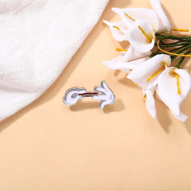 Weiße Hände Emaille Pins Benutzerdefinierte einfache Broschen Revers Abzeichen Cartoon Tier Schmuck Geschenk für Fans Kinder Freunde – Detail 4
