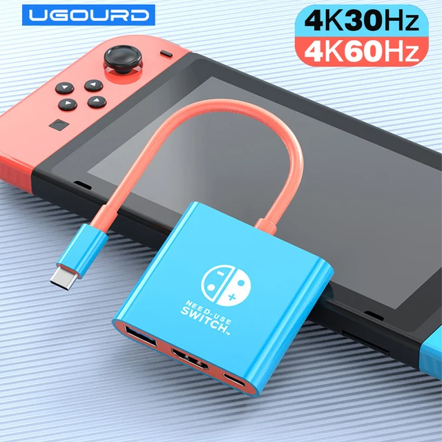 UGOURD 3 in 1 TYPE-C Hub with HDMI and USB 3.0 Port USB-C to HDMI 4k 30hz 4K60Hz Adapter PD 100W for Switch TV Screen Casting