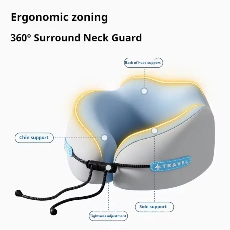 Ergonomic Memory Foam U-Shape Neck Pillow with Soothing Massage