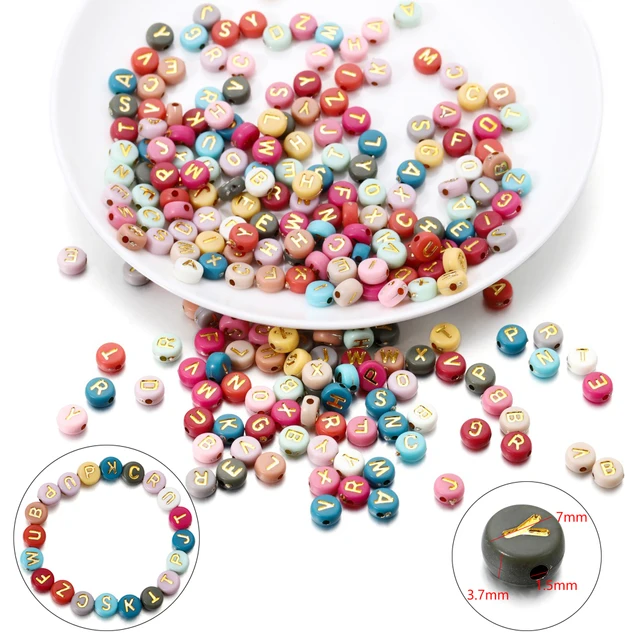 100-500pcs 7mm perline acriliche colorate con lettere miste perline piatte  rotonde per gioielli fai-da