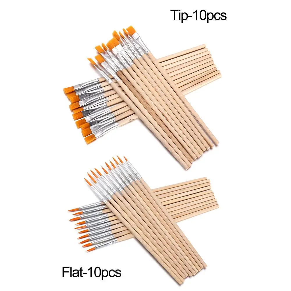 Painting Brushes 10pcs Wood Handle Hook Line Pen Art Supplies Drawing Brush Painting Pen Watercolor Calligraphy Paint Brushes