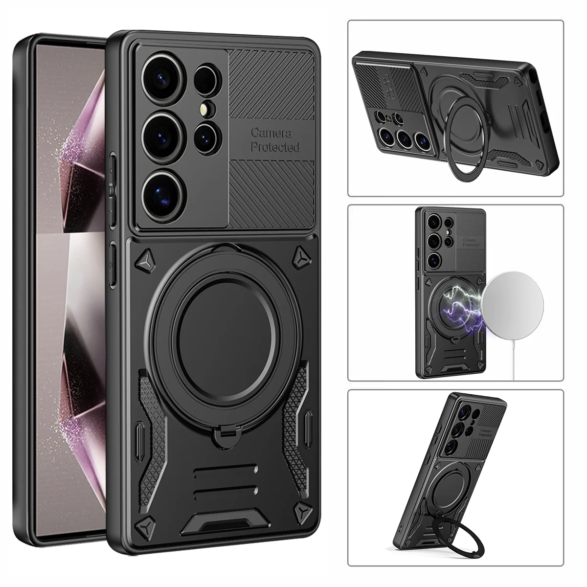 Rutschfeste, stoßfeste Ringhalterungshülle für Samsung Galaxy S2 Ultra, S25 FE, S24, S23 Plus, S 2 25, A57, A37, A17 5G, A5, A3_voghion.com