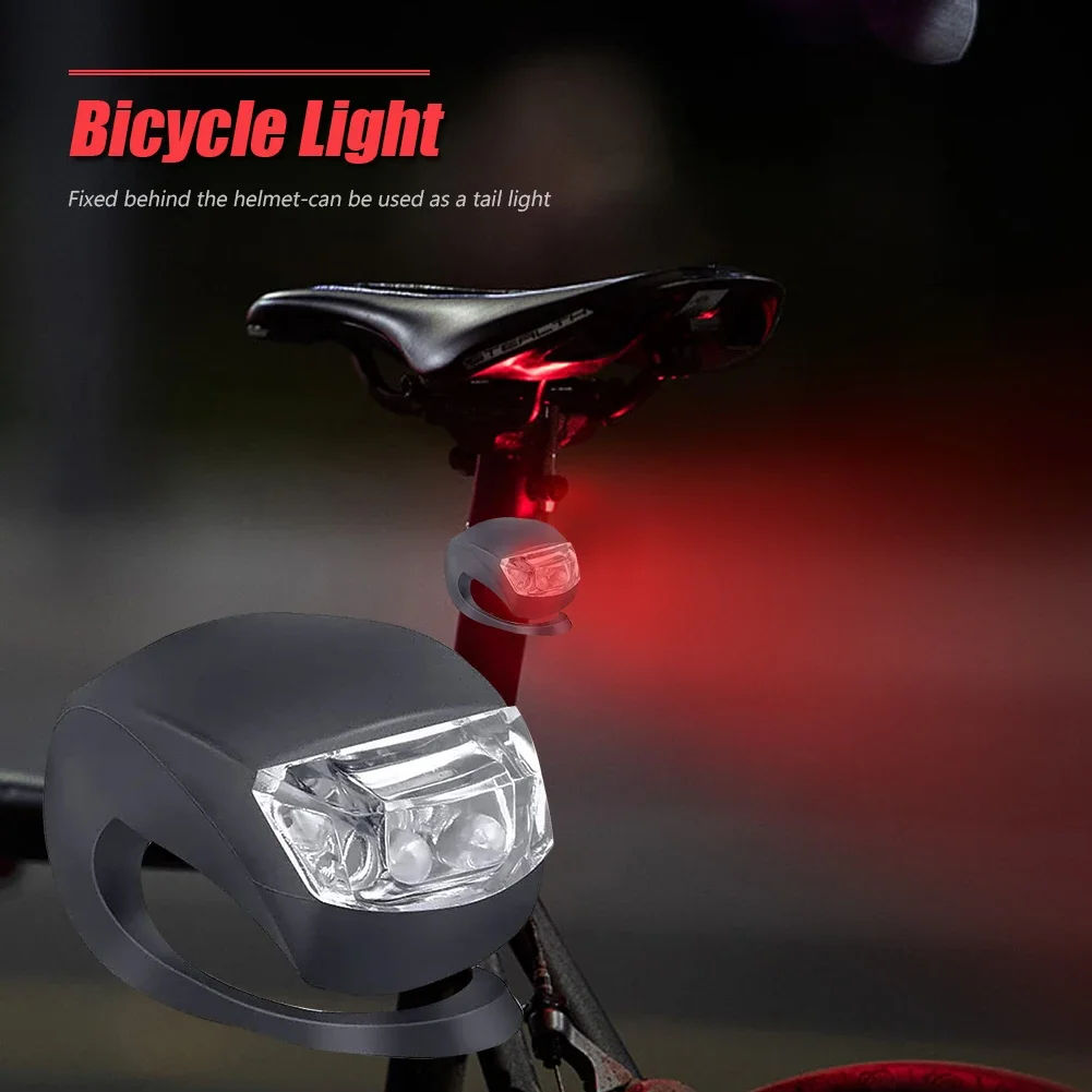 1-5Pairs LED Silicone Bicycle Front Rear Light Set 3 Modes Waterproof MTB Mountain Road Bike Cycling Headlight Tail Warning Lamp