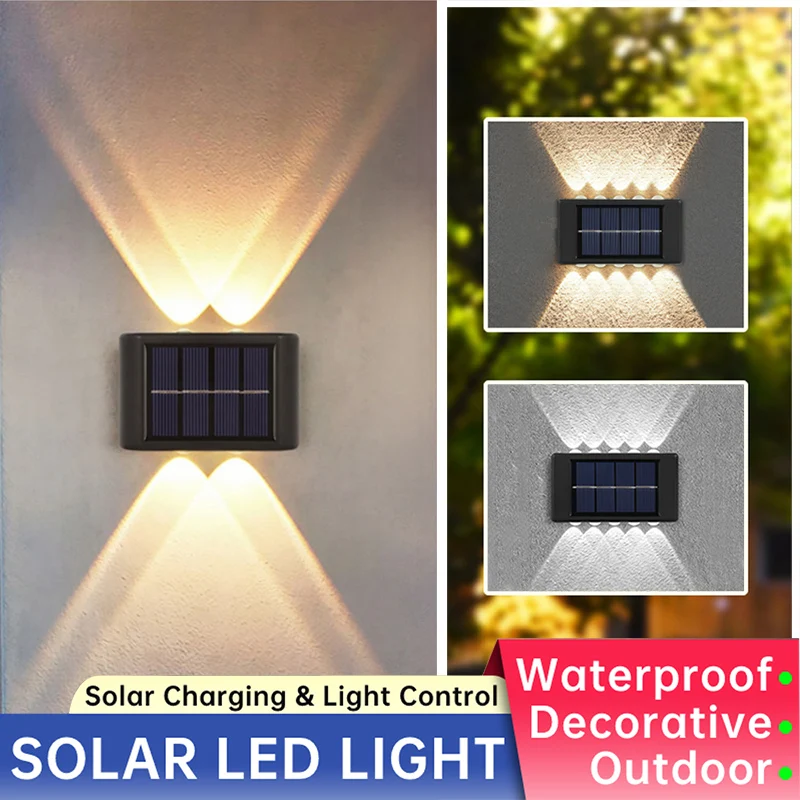 Lampada Da Parete Solare Luci A Led Per Esterni Illuminazione Luminosa Su E Giù Impermeabile Per Lampade Da Parete Da Giardino Per Balconi Da Giardino